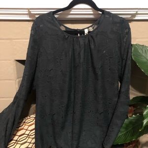 Floral flowing black blouse